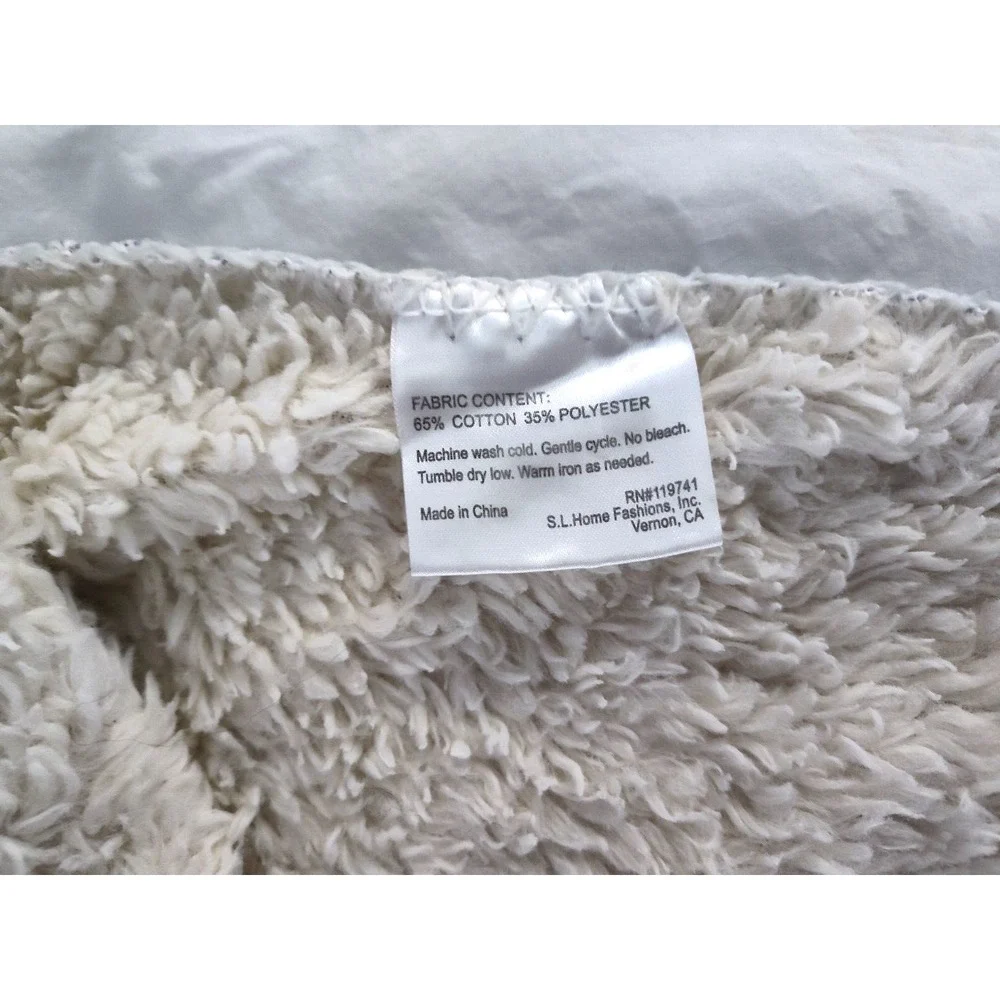 SL Home‎ Fashions Blue White Cotton Stripe Sherpa Back 2ply Baby Blanket 119741